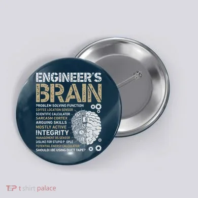 Engineers Brain Funny Process Engineer Men Engineering Gift Button