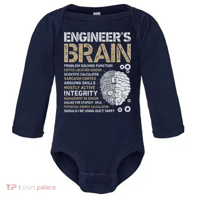 Engineers Brain Funny Process Engineer Men Engineering Gift Baby Long Sleeve Bodysuit