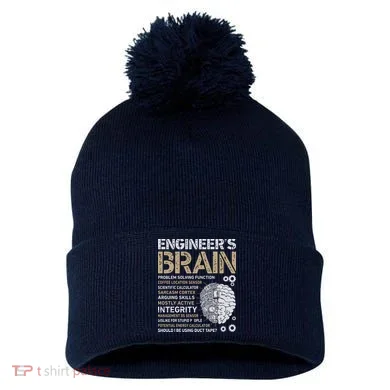 Engineers Brain Funny Process Engineer Men Engineering Gift Pom Pom 12in Knit Beanie