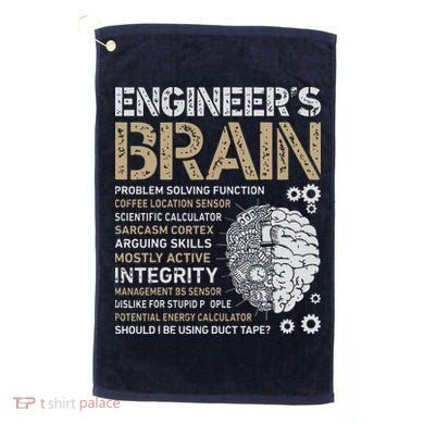 Engineers Brain Funny Process Engineer Men Engineering Gift Golf Towel