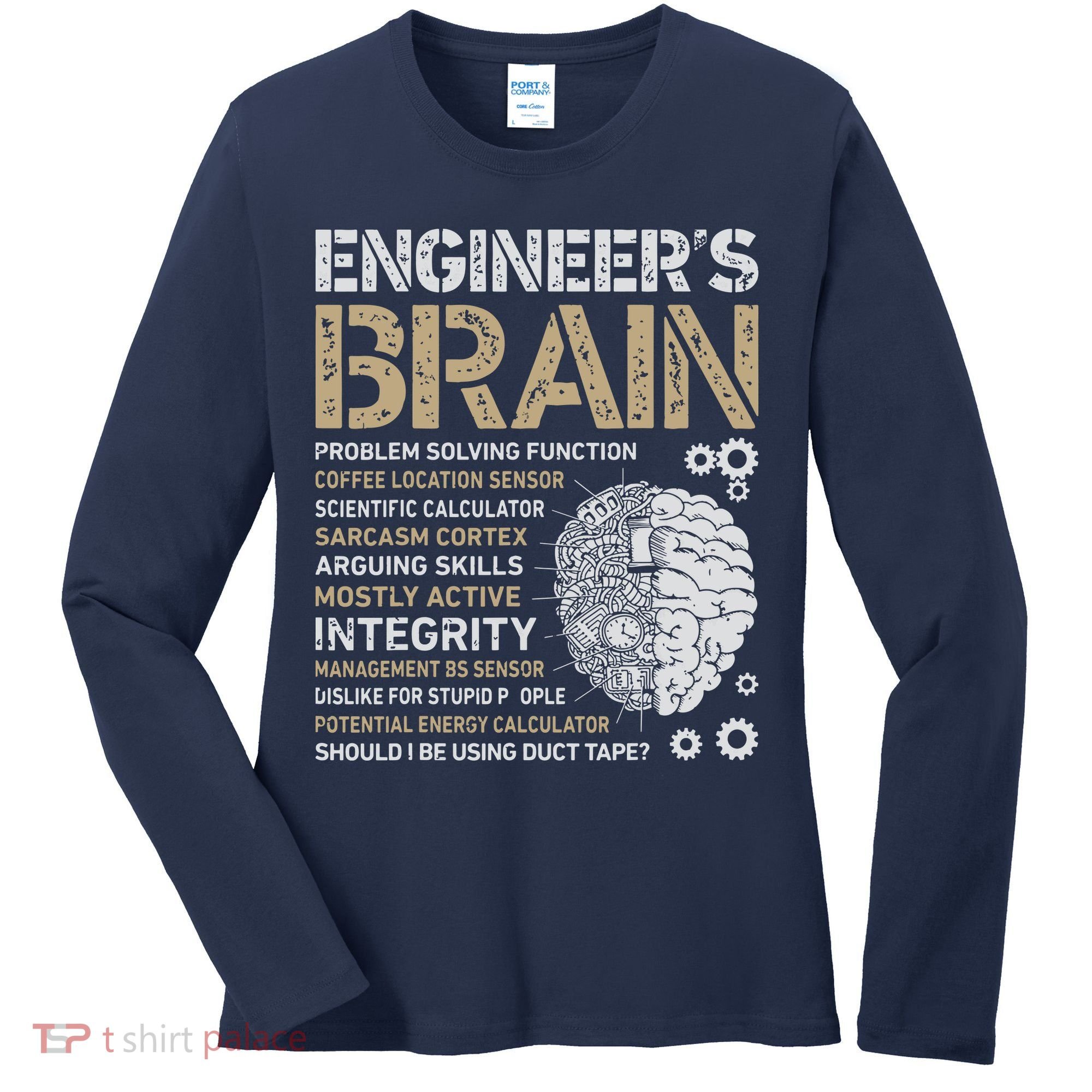 Engineers Brain Funny Process Engineer Men Engineering Gift Women's Long Sleeve Shirt