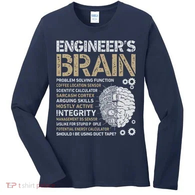 Engineers Brain Funny Process Engineer Men Engineering Gift Women's Long Sleeve Shirt