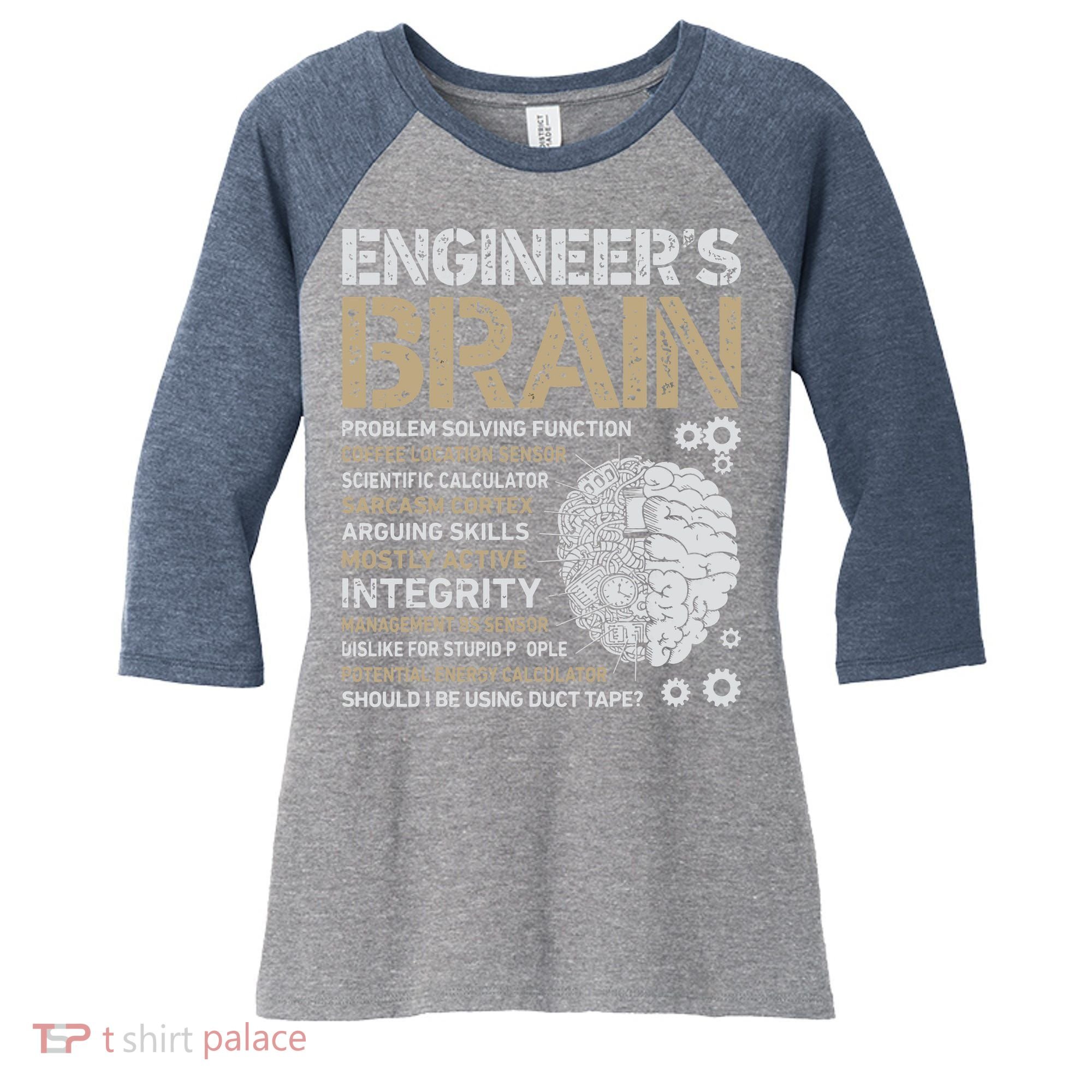 Engineers Brain Funny Process Engineer Men Engineering Gift Women's Tri-Blend 3/4-Sleeve Raglan Shirt