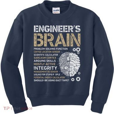 Engineers Brain Funny Process Engineer Men Engineering Gift Kids Sweatshirt