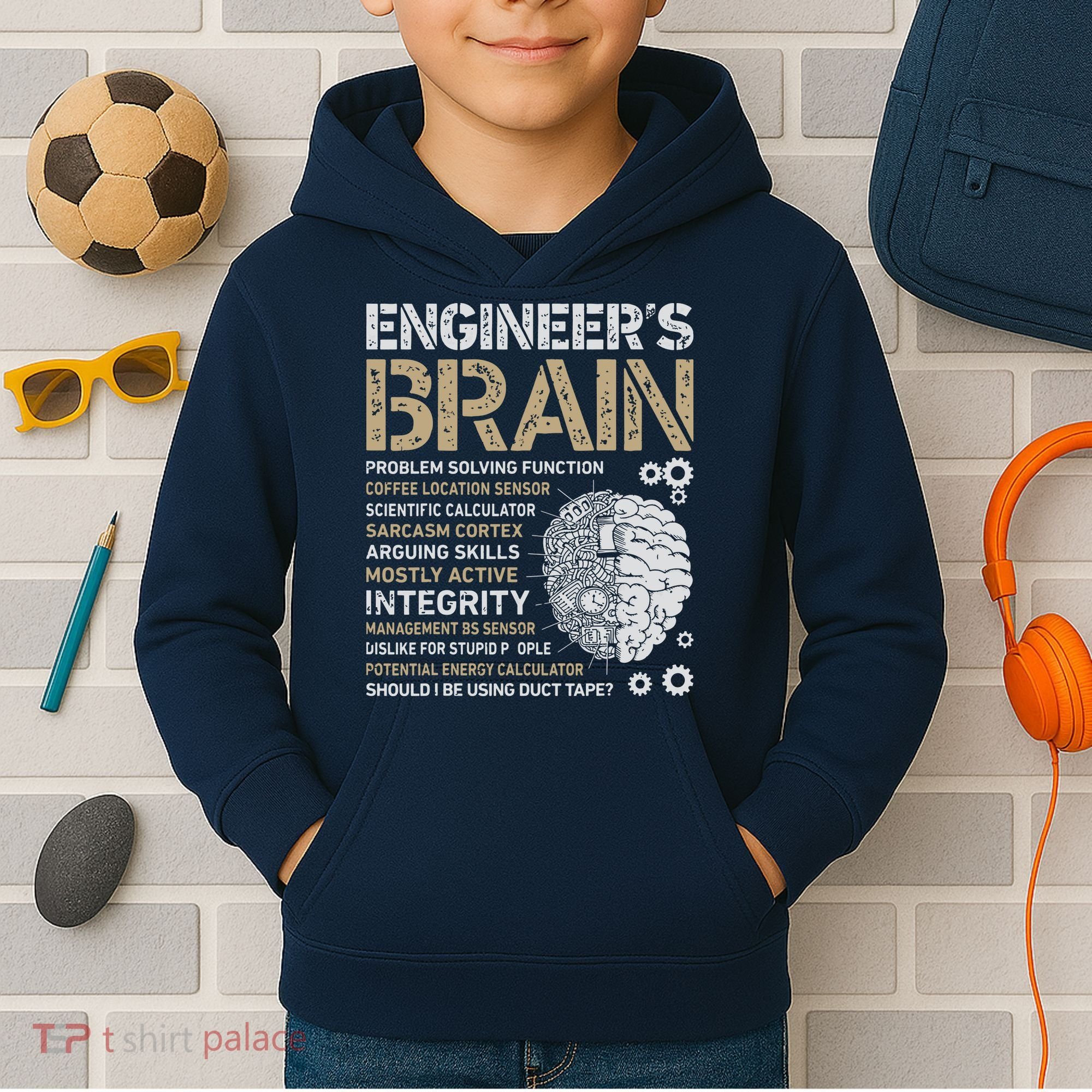 Engineers Brain Funny Process Engineer Men Engineering Gift Kids Hoodie