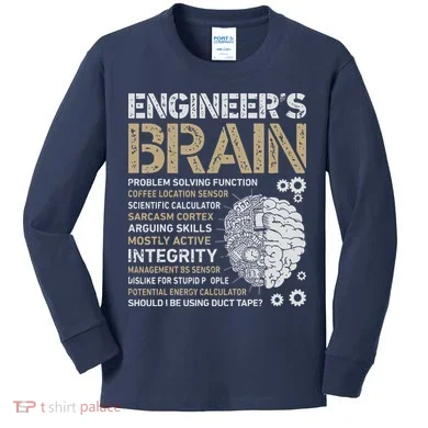 Engineers Brain Funny Process Engineer Men Engineering Gift Kids Long Sleeve Shirt