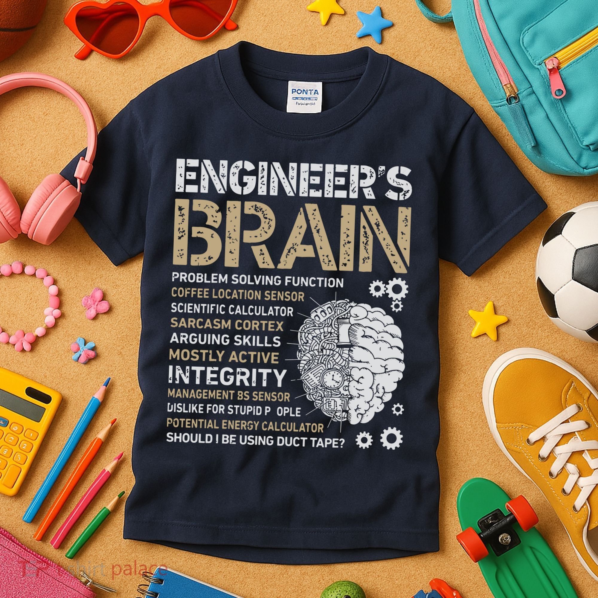 Engineers Brain Funny Process Engineer Men Engineering Gift Kids T-Shirt