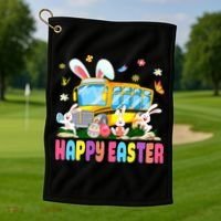 Every Bunny's Favorite School Bus Driver Happy Easter Day Golf Towel thumb 1