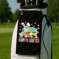 Every Bunny's Favorite School Bus Driver Happy Easter Day Golf Towel thumb 2