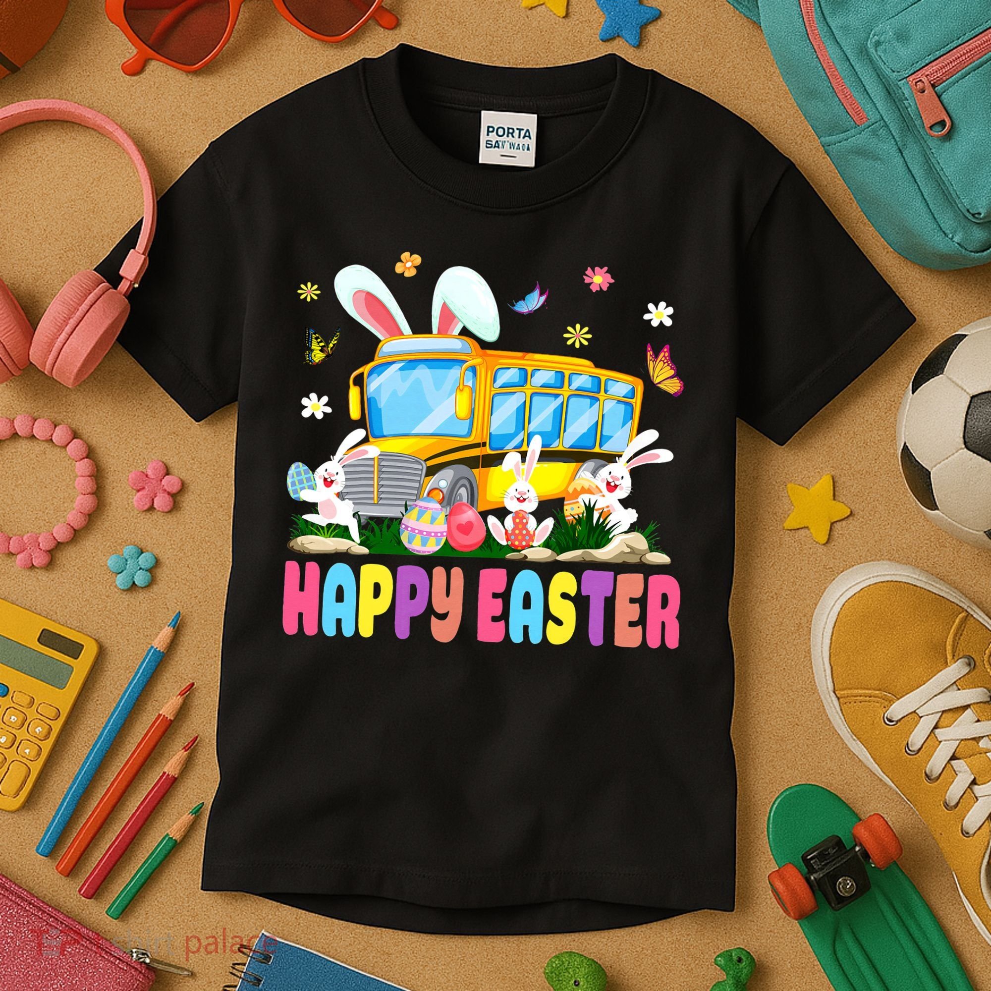 Every Bunny's Favorite School Bus Driver Happy Easter Day Kids T-Shirt
