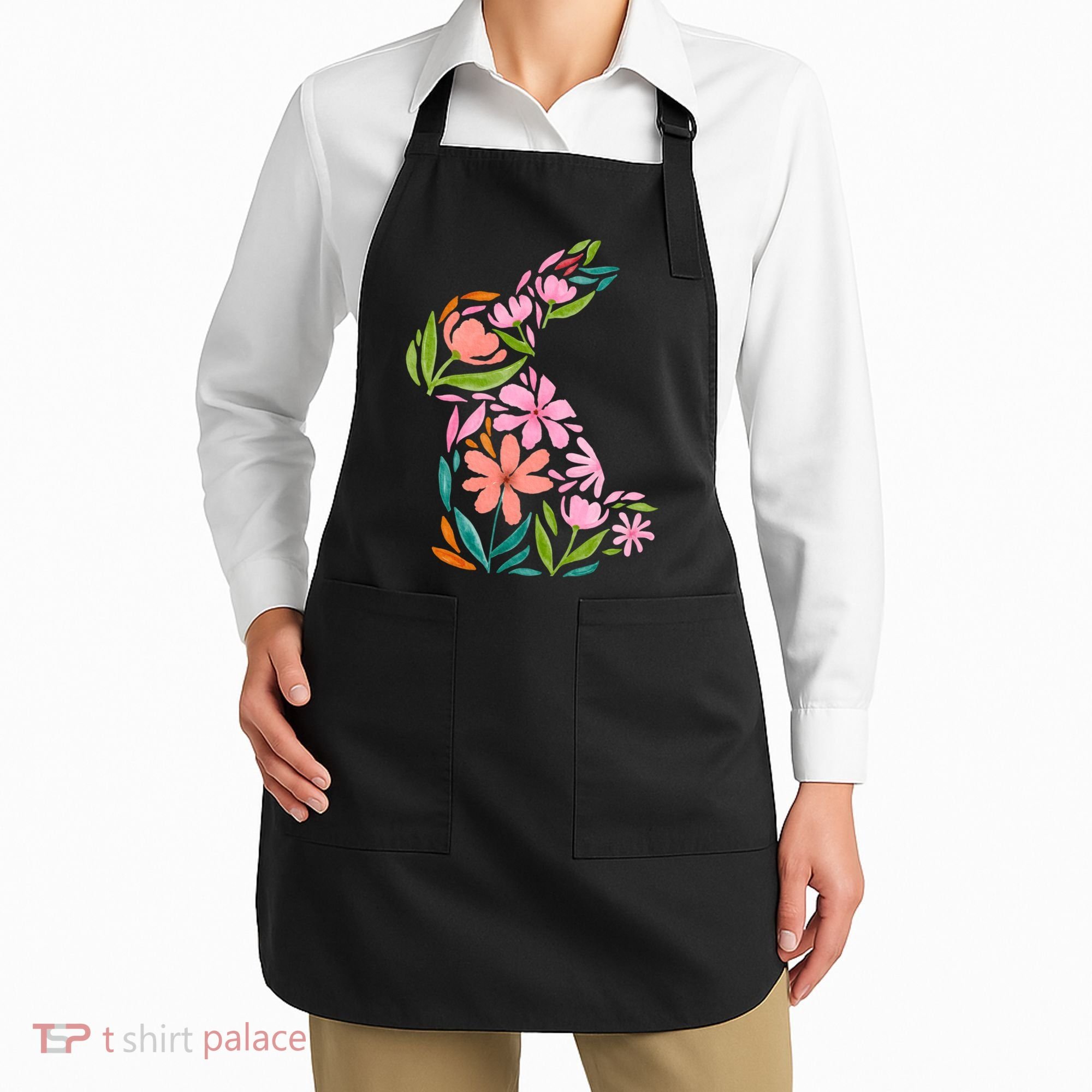 Easter Bunny Flower Holiday Apron