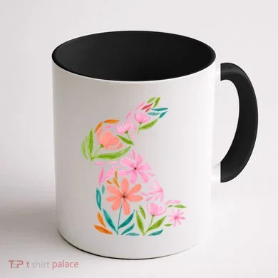 Easter Bunny Flower Holiday Coffee Mug back