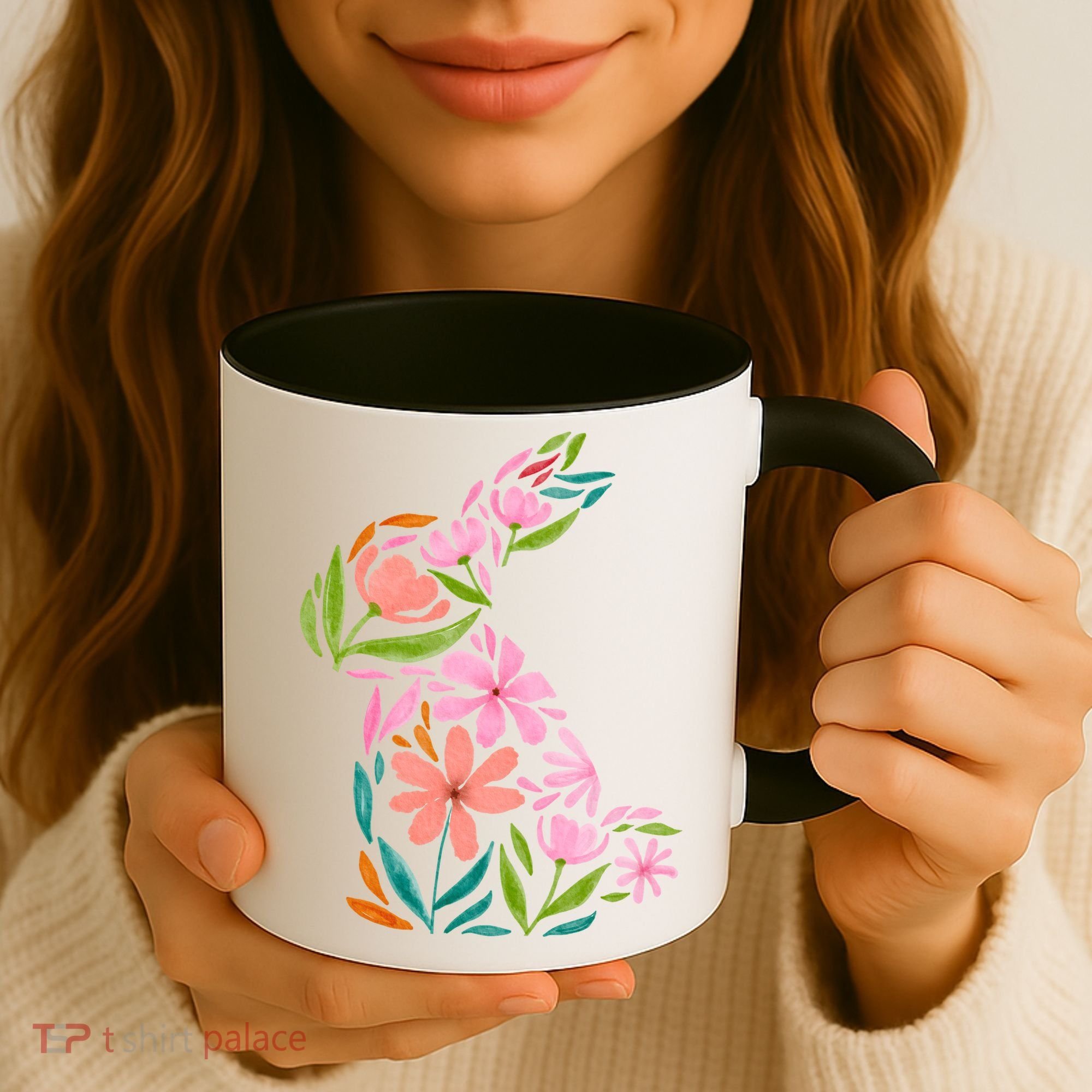 Easter Bunny Flower Holiday Coffee Mug