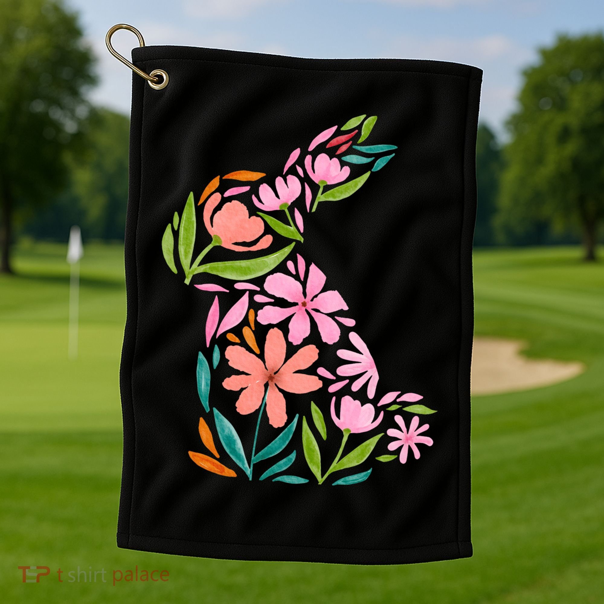 Easter Bunny Flower Holiday Golf Towel