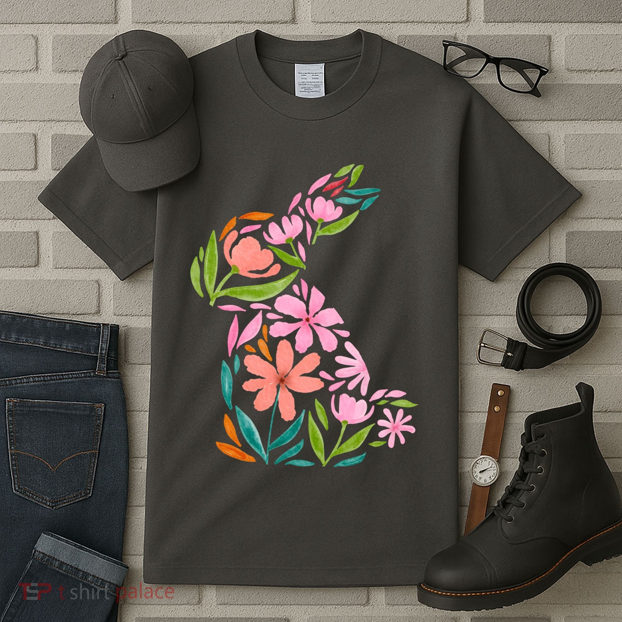 Easter Bunny Flower Holiday Tall T-Shirt