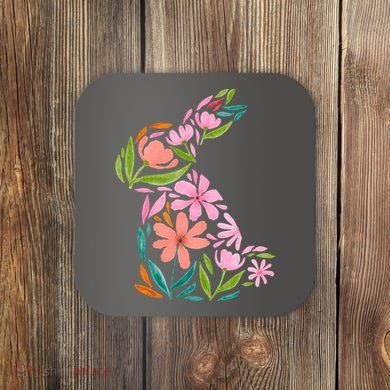 Easter Bunny Flower Holiday Coaster