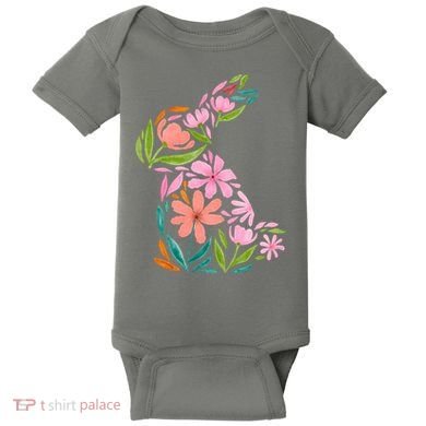 Easter Bunny Flower Holiday Baby Bodysuit