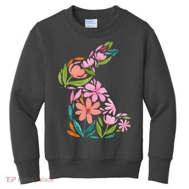 Easter Bunny Flower Holiday Kids Sweatshirt