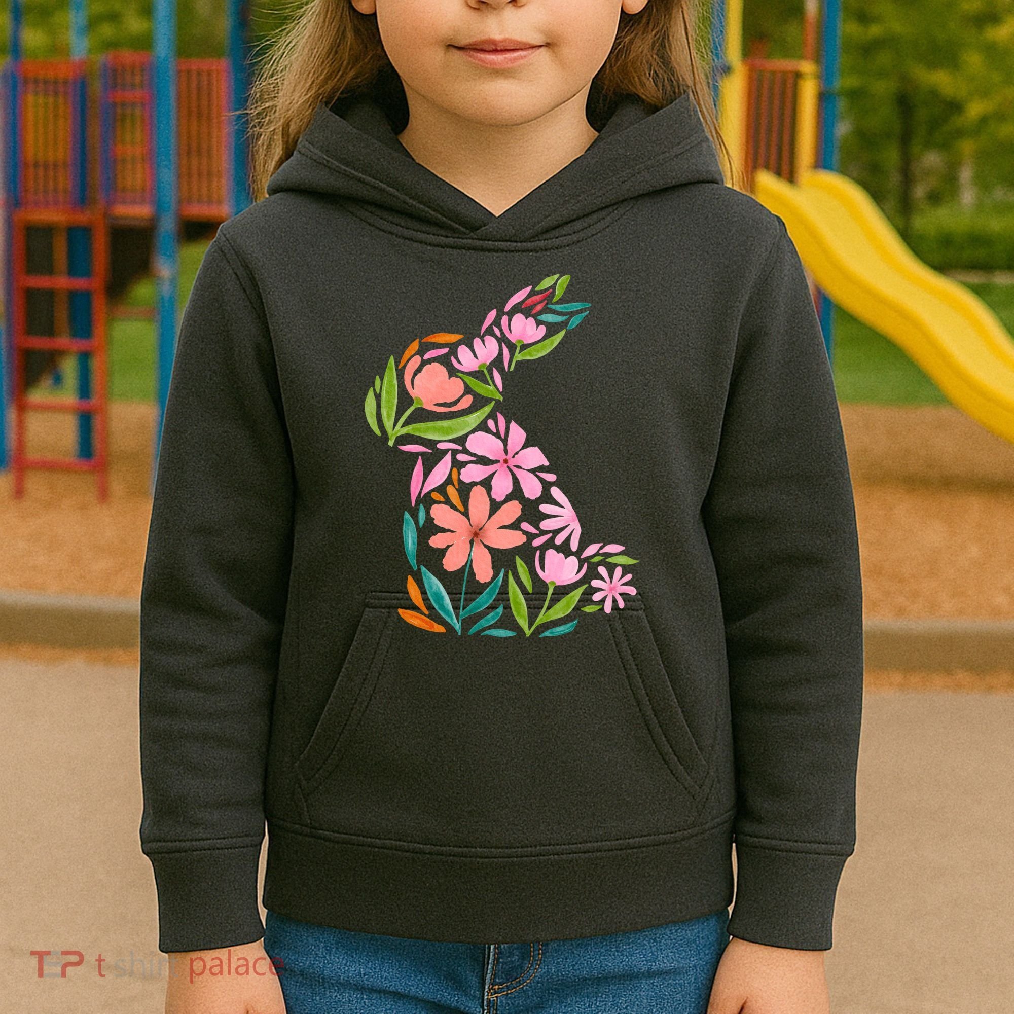 Easter Bunny Flower Holiday Kids Hoodie