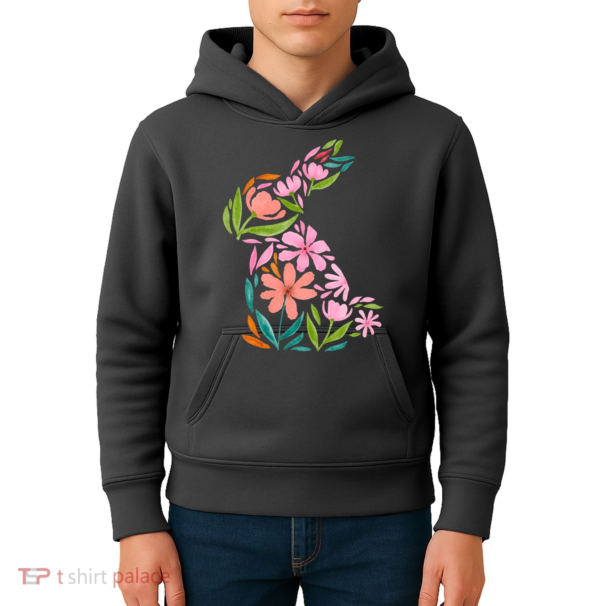 Easter Bunny Flower Holiday Kids Hoodie