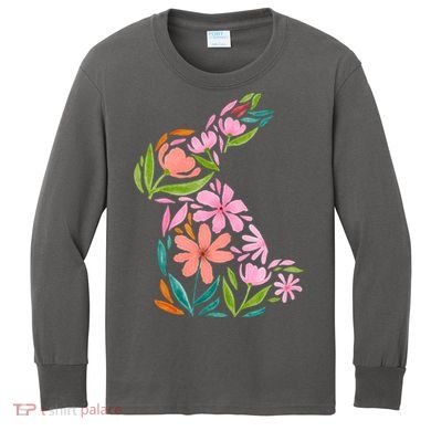 Easter Bunny Flower Holiday Kids Long Sleeve Shirt