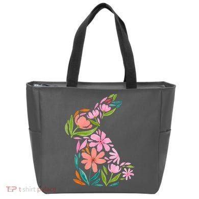 Easter Bunny Flower Holiday Tote Bag