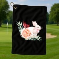 Easter Bunny Flower Spring Art Golf Towel thumb 1