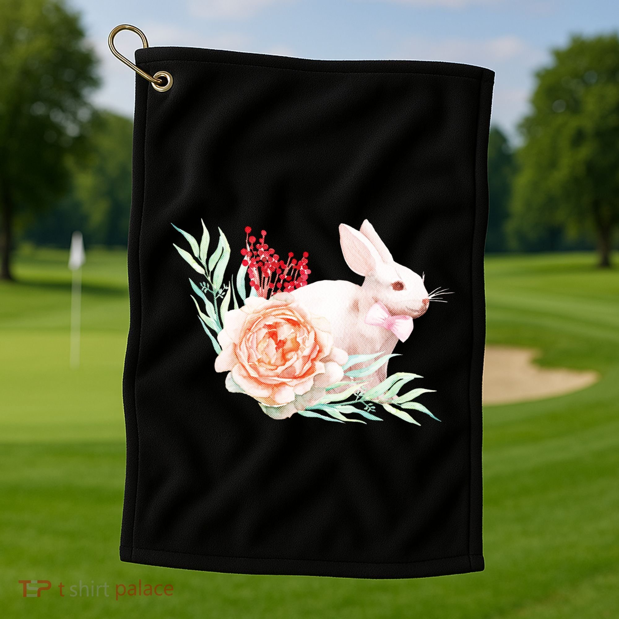 Easter Bunny Flower Spring Art Golf Towel