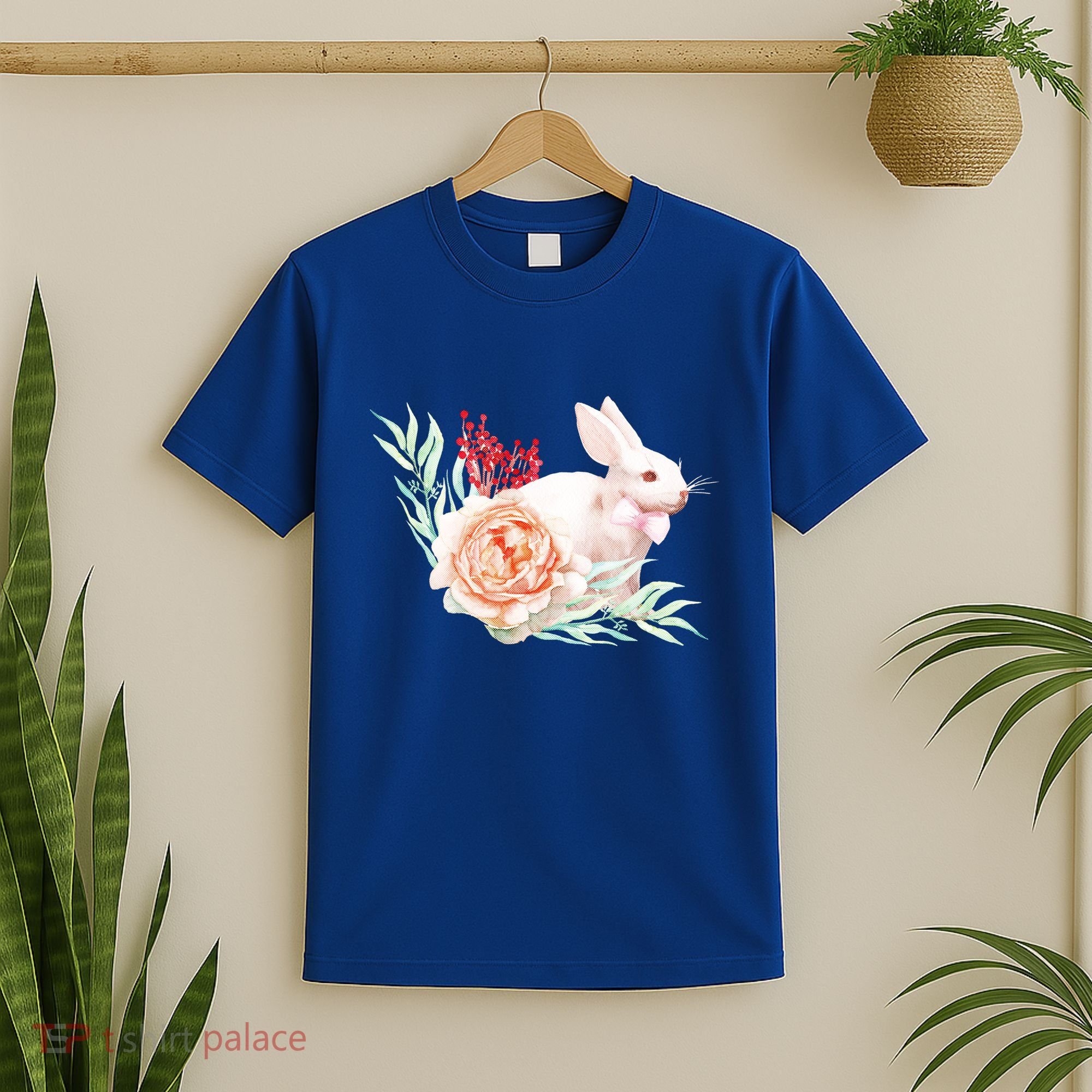 Easter Bunny Flower Spring Art T-Shirt