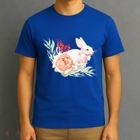 Easter Bunny Flower Spring Art T-Shirt thumb 3