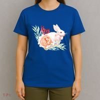 Easter Bunny Flower Spring Art T-Shirt thumb 4