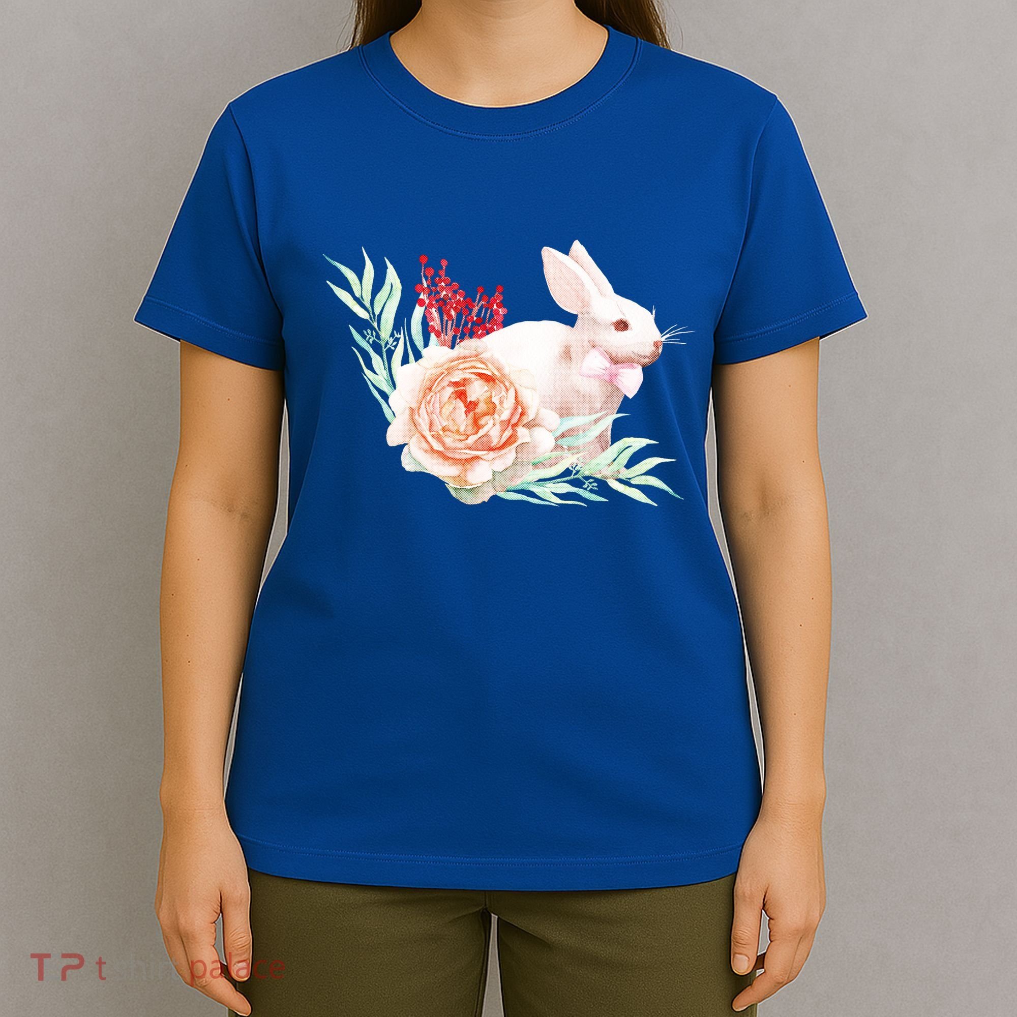 Easter Bunny Flower Spring Art T-Shirt