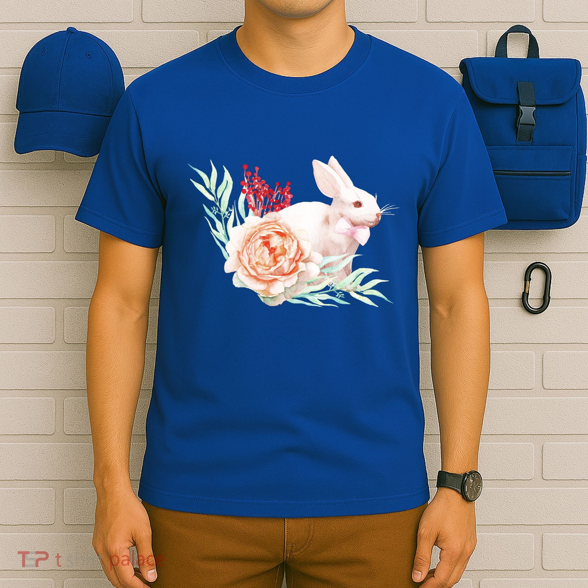 Easter Bunny Flower Spring Art T-Shirt
