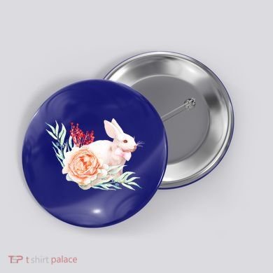Easter Bunny Flower Spring Art Button