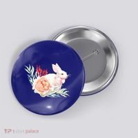 Easter Bunny Flower Spring Art Button thumb 0
