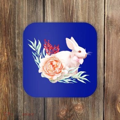 Easter Bunny Flower Spring Art Coaster