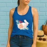 Easter Bunny Flower Spring Art Women's Tank Top thumb 2