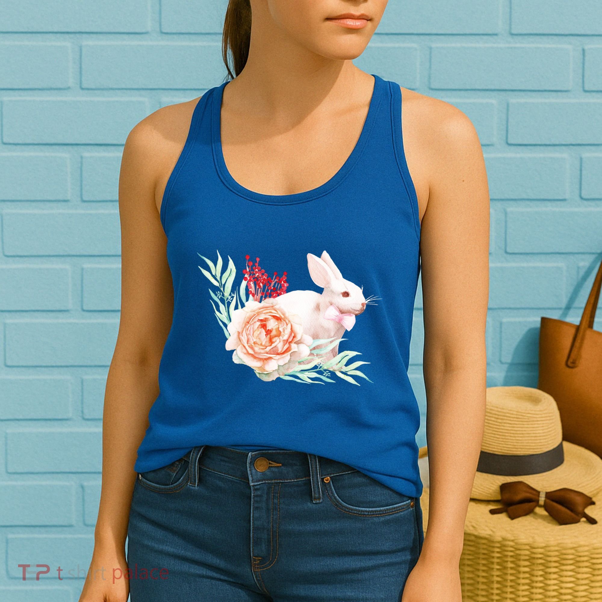 Easter Bunny Flower Spring Art Women's Tank Top