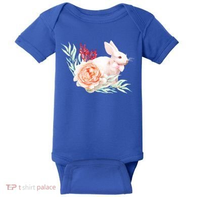 Easter Bunny Flower Spring Art Baby Bodysuit