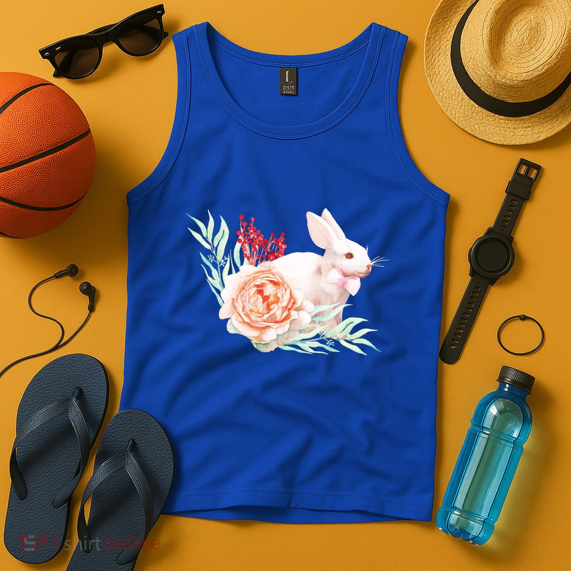 Easter Bunny Flower Spring Art Tank Top