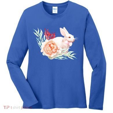 Easter Bunny Flower Spring Art Women's Long Sleeve Shirt
