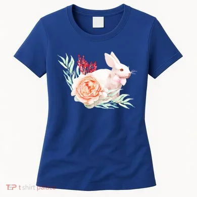 Easter Bunny Flower Spring Art Women's T-Shirt