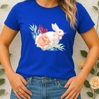 Easter Bunny Flower Spring Art Women's T-Shirt thumb 2