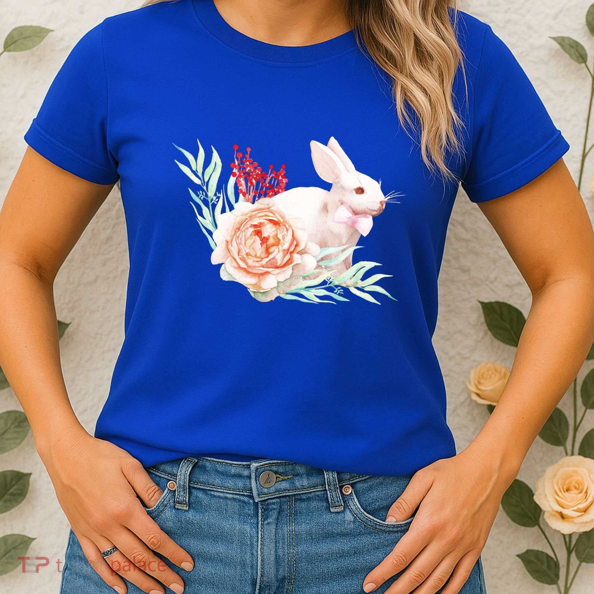 Easter Bunny Flower Spring Art Women's T-Shirt