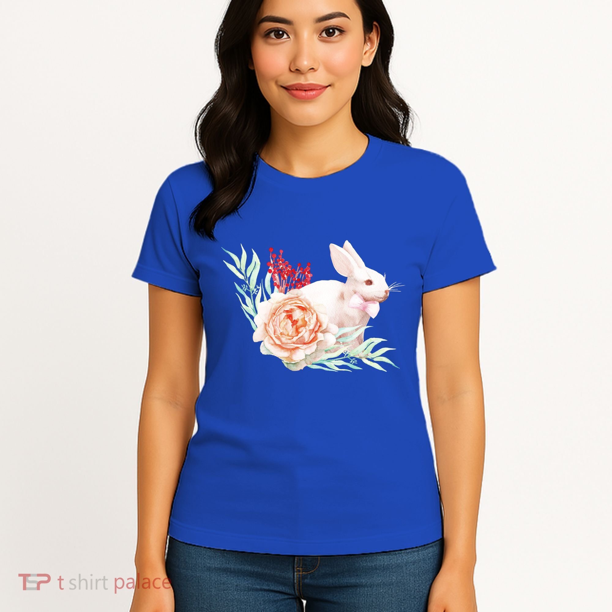 Easter Bunny Flower Spring Art Women's T-Shirt