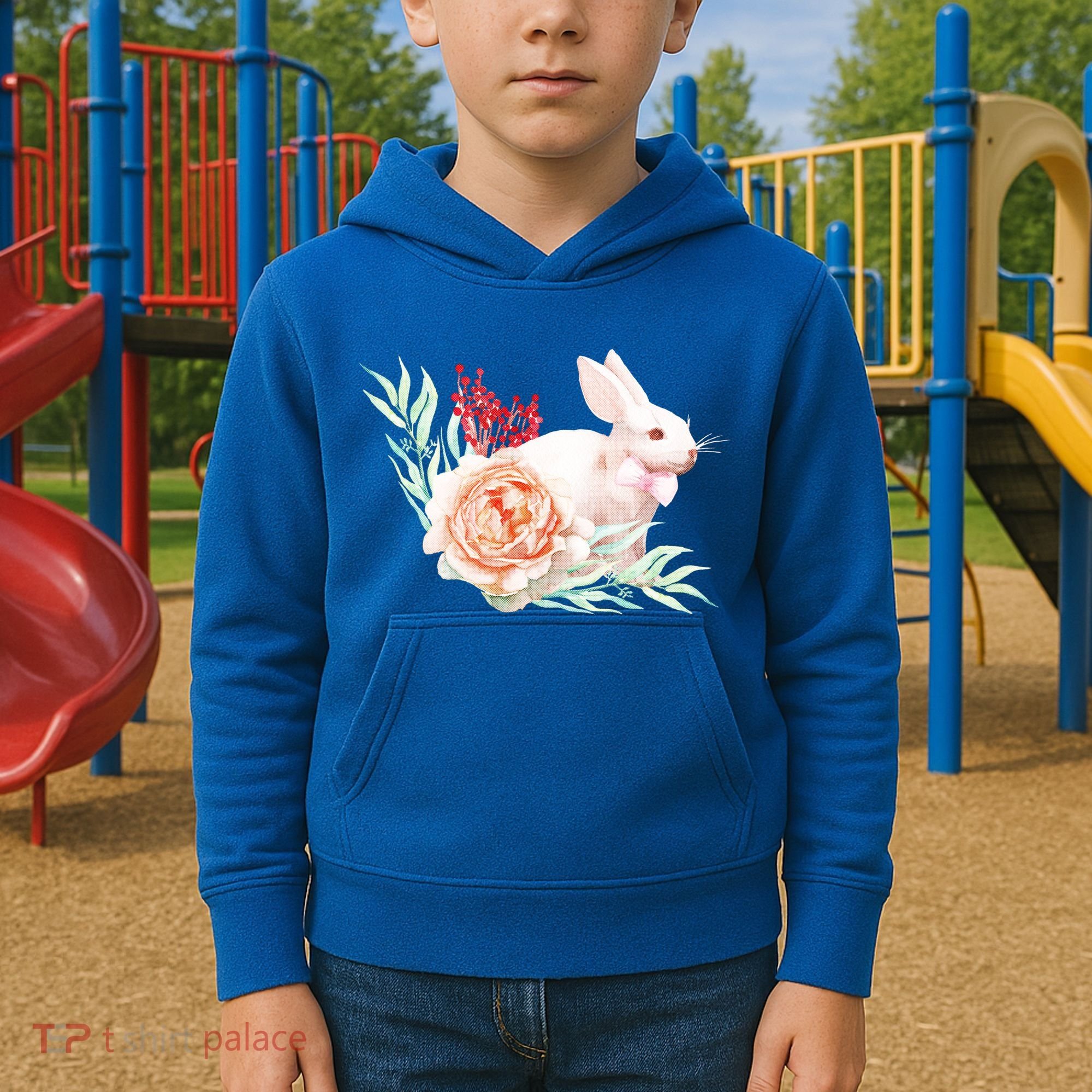 Easter Bunny Flower Spring Art Kids Hoodie