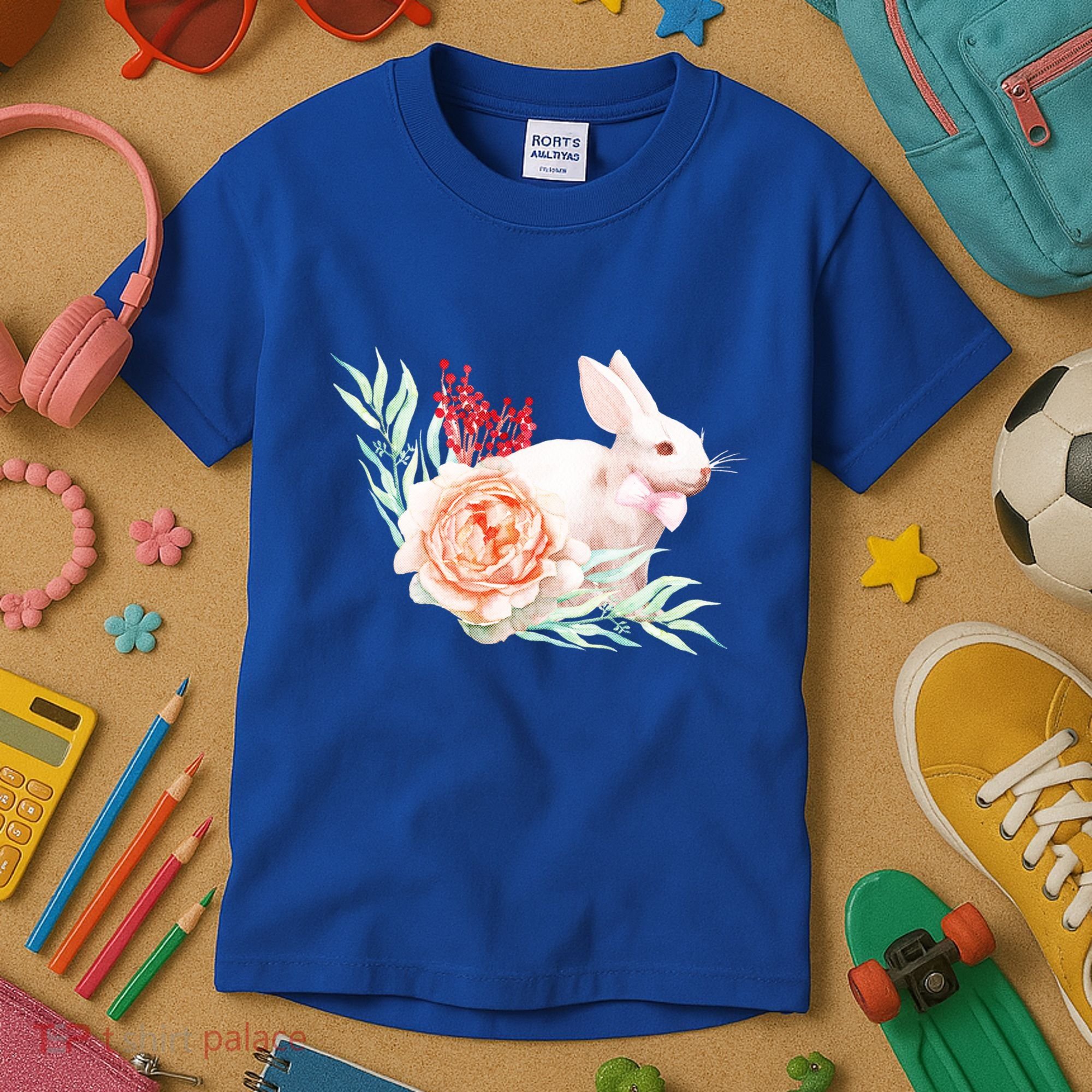 Easter Bunny Flower Spring Art Kids T-Shirt