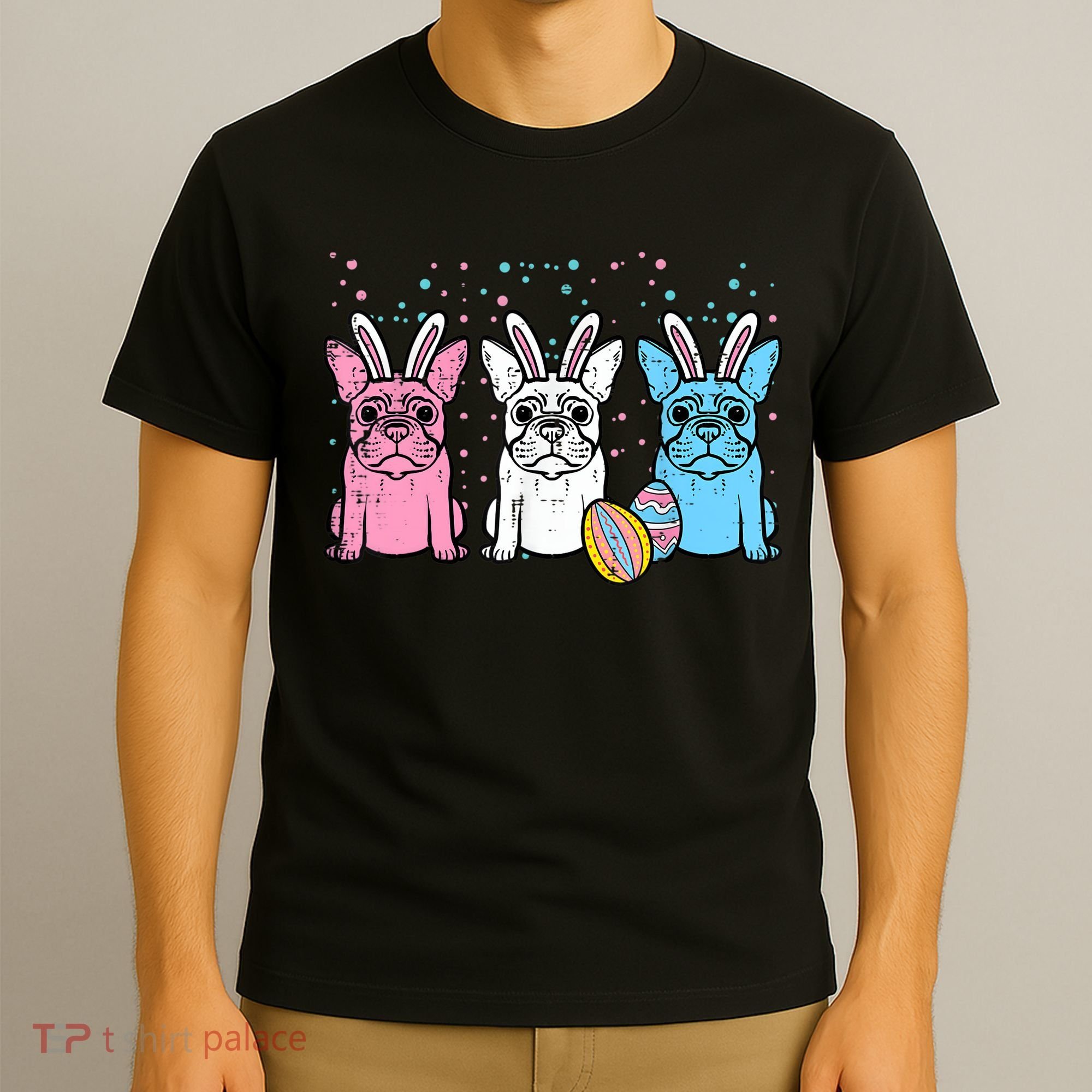 Easter Bunny French Bulldogs Frenchie Dogs Men Women T-Shirt