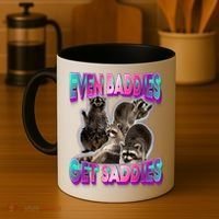 Even Baddies Get Saddies Raccoon Funny Oddly Specific Meme Coffee Mug thumb 4