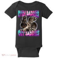 Even Baddies Get Saddies Raccoon Funny Oddly Specific Meme Baby Bodysuit thumb 0